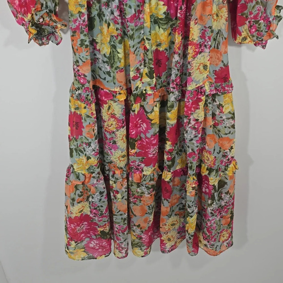 {LC Lauren Conrad} Off-the-Shoulder Midi Dress in Floral Print - Size Medium - Picture 7 of 15